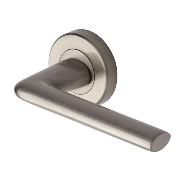 Sorrento Door Handle Lever Latch on Round Rose Lena Design Satin Nickel finish - SC-2352-SN - Choice Handles