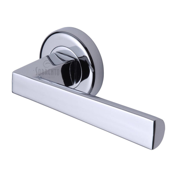 Sorrento Door Handle Lever Latch on Round Rose Siloh Design Polished Chrome finish - SC-3392-PC - Choice Handles