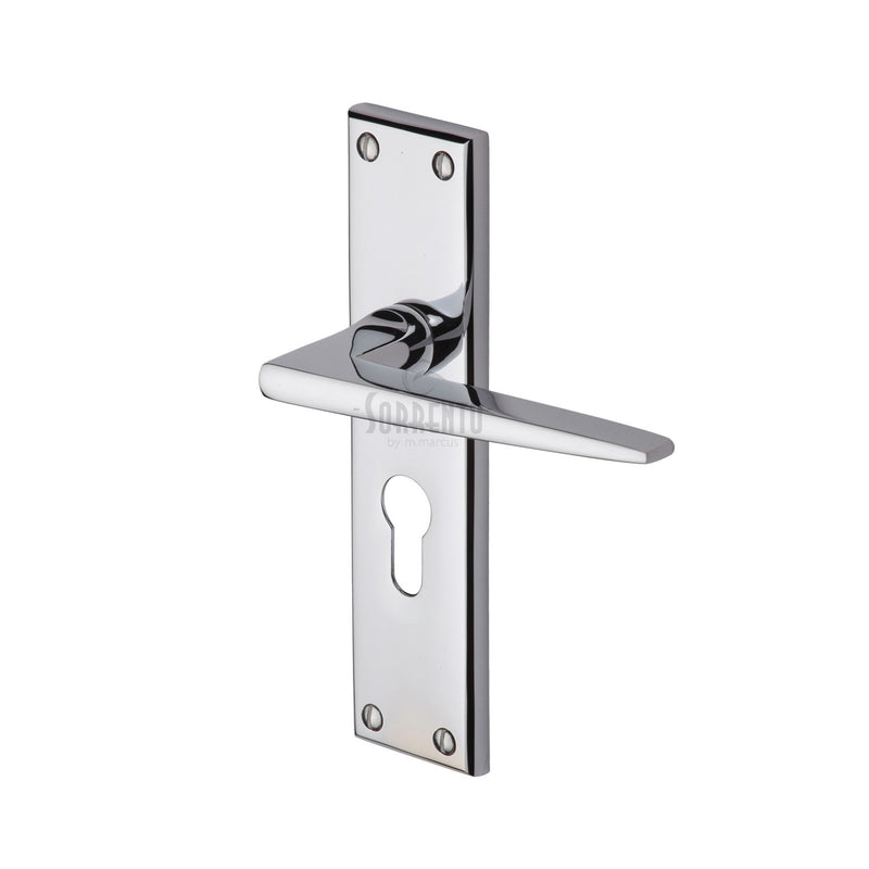 Sorrento Door Handle for Euro Profile Plate Swift Design Polished Chrome finish - SC-3448-PC - Choice Handles