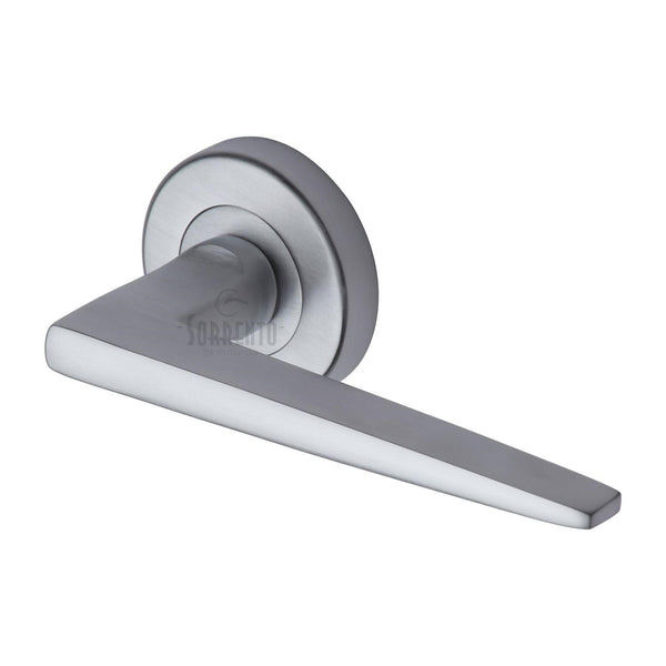 Sorrento Door Handle Lever Latch on Round Rose Swift Design Satin Chrome finish - SC-3450-SC - Choice Handles