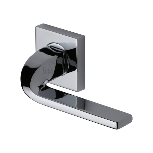 Sorrento Door Handle Lever Latch on Round Rose Stanford Design Polished Chrome finish - SC-3788-PC - Choice Handles