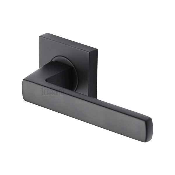 Sorrento Door Handle Lever Latch on Square Rose Axis Design Matt Black finish - SC-4062-BLK - Choice Handles