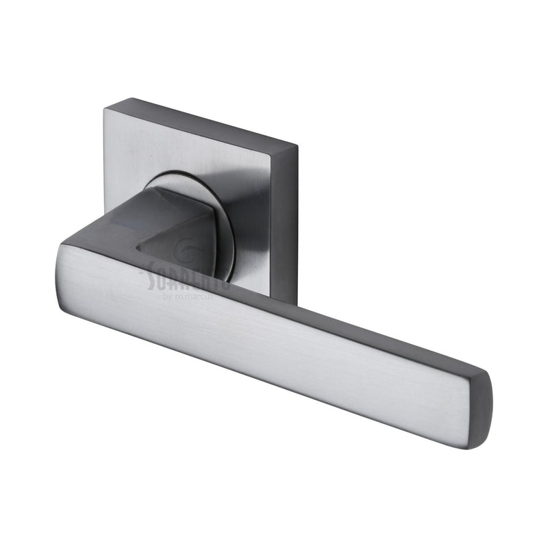 Sorrento Door Handle Lever Latch on Round Rose Axis Design Satin Chrome finish - SC-4062-SC - Choice Handles