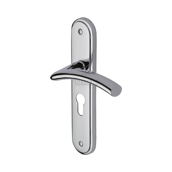 Sorrento Door Handle for Euro Profile Plate Tosca Design Polished Chrome finish - SC-4348-PC - Choice Handles