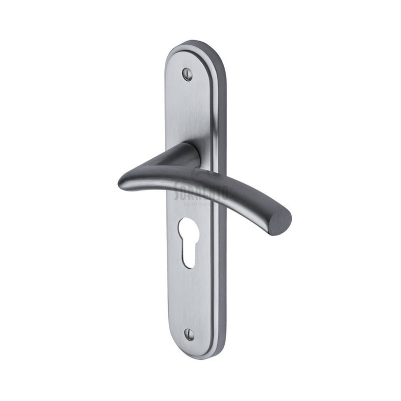 Sorrento Door Handle for Euro Profile Plate Tosca Design Satin Chrome finish - SC-4348-SC - Choice Handles