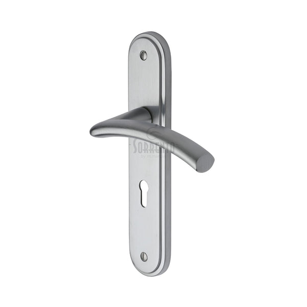 Sorrento Door Handle Lever Lock Tosca Design Satin Chrome finish - SC-4350-SC - Choice Handles