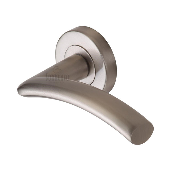 Sorrento Door Handle Lever Latch on Round Rose Tosca Design Satin Nickel finish - SC-4352-SN - Choice Handles