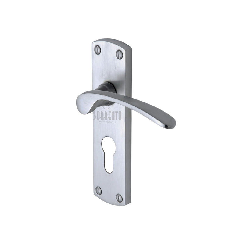 Sorrento Door Handle for Euro Profile Plate Luca Design Satin Chrome finish
 - SC-448-SC - Choice Handles