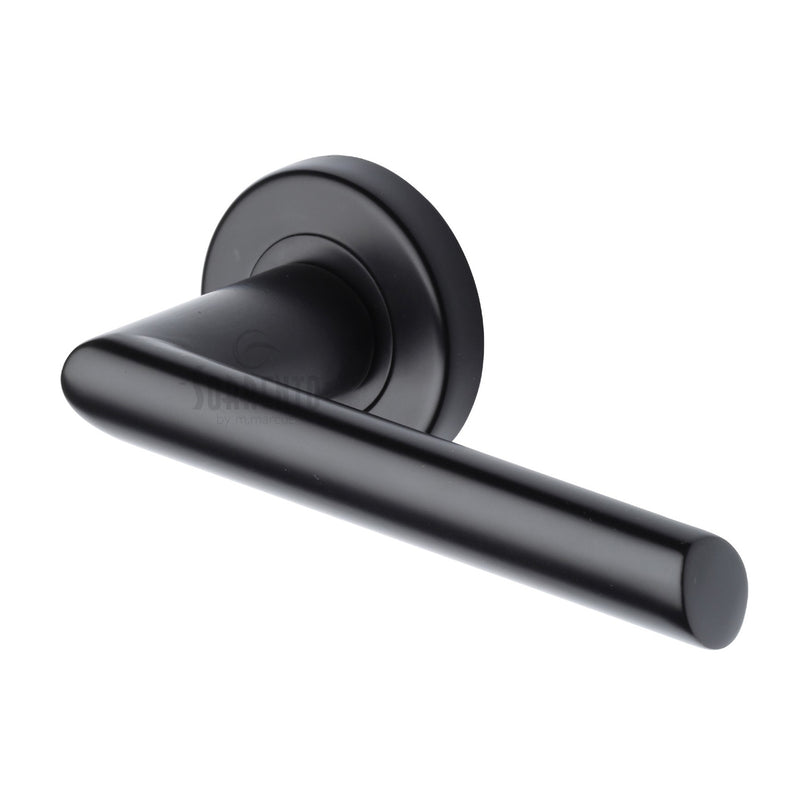 Sorrento Door Handle Lever Latch on Round Rose Mercury Design Matt Black finish - SC-4692-BLK - Choice Handles