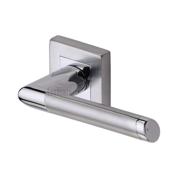 Sorrento Door Handle Lever Latch on Round Rose Mercury Sq Design Apollo finish - SC-4695-AP - Choice Handles