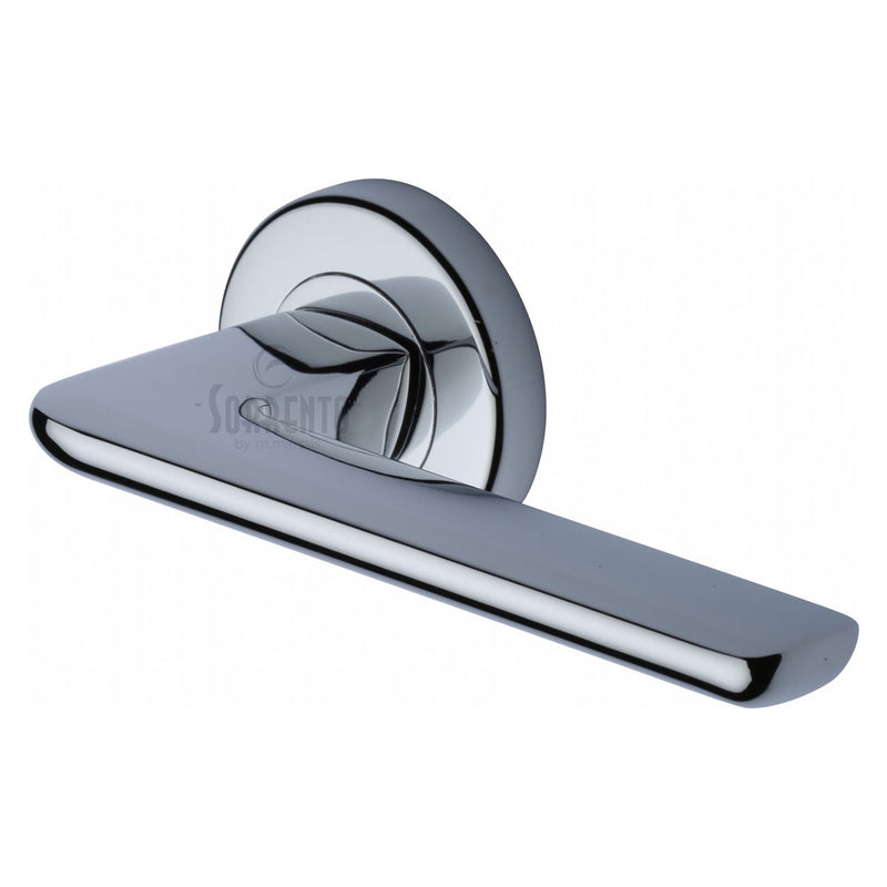 Sorrento Door Handle Lever Latch on Round Rose Trino Design Polished Chrome finish
 - SC-5352-PC - Choice Handles