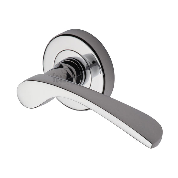 Sorrento Door Handle Lever Latch on Round Rose Arcadia Design Polished Chrome finish - SC-5380-PC - Choice Handles