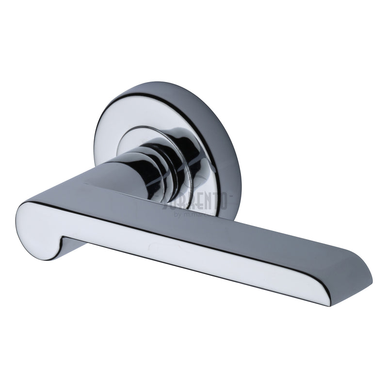 Sorrento Door Handle Lever Latch on Round Rose Lugano Design Polished Chrome finish - SC-6220-PC - Choice Handles