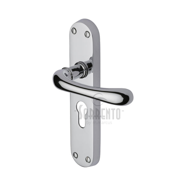 Sorrento Door Handle for Euro Profile Plate Donna Design Polished Chrome finish - SC-6348-PC - Choice Handles