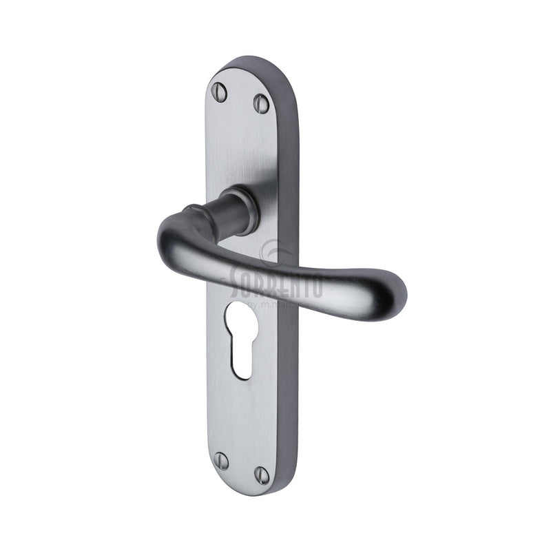 Sorrento Door Handle for Euro Profile Plate Donna Design Satin Chrome finish - SC-6348-SC - Choice Handles