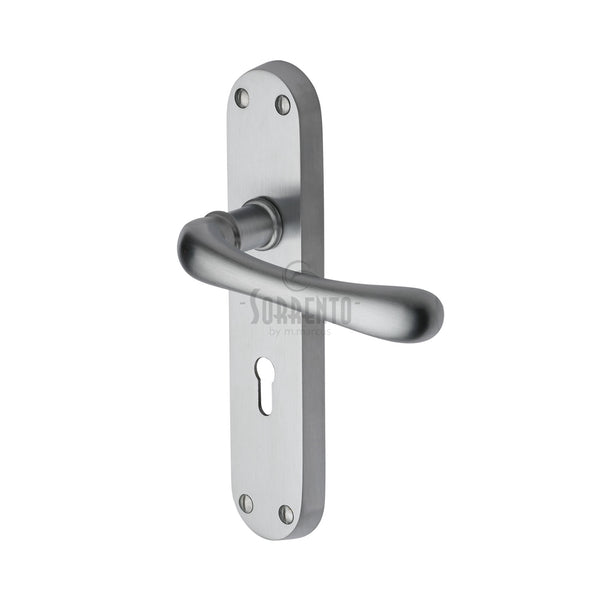 Sorrento Door Handle Lever Lock Donna Design Satin Chrome finish - SC-6350-SC - Choice Handles