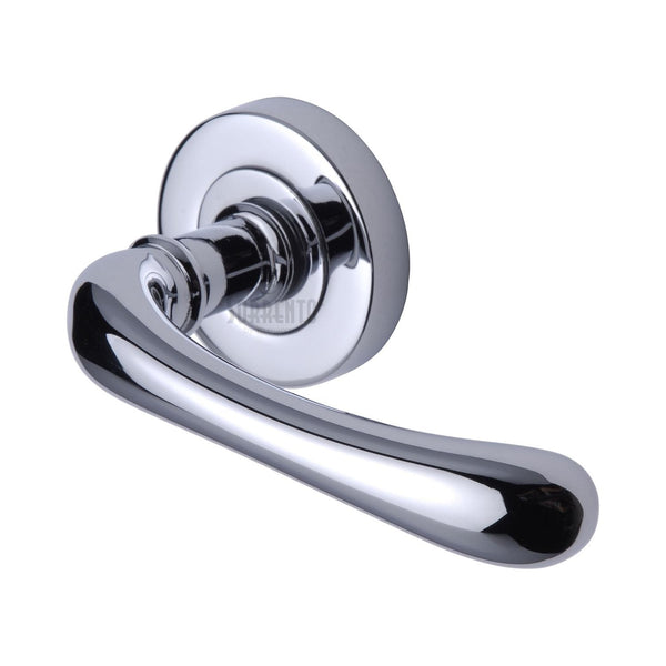 Sorrento Door Handle Lever Latch on Round Rose Donna Design Polished Chrome finish - SC-6352-PC - Choice Handles