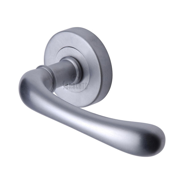 Sorrento Door Handle Lever Latch on Round Rose Donna Design Satin Chrome finish - SC-6352-SC - Choice Handles