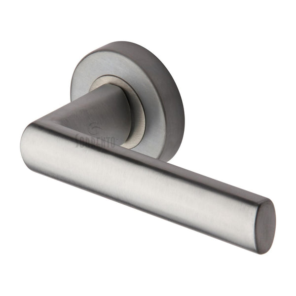 Sorrento Door Handle Lever Latch on Round Rose Milan Design Satin Chrome finish - SC-6420-SC - Choice Handles