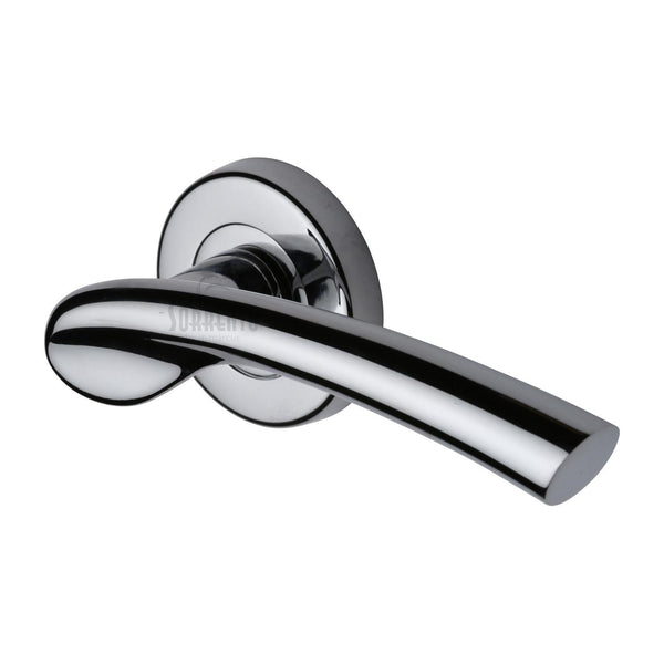 Sorrento Door Handle Lever Latch on Round Rose Paris Design Polished Chrome finish - SC-6743-PC - Choice Handles