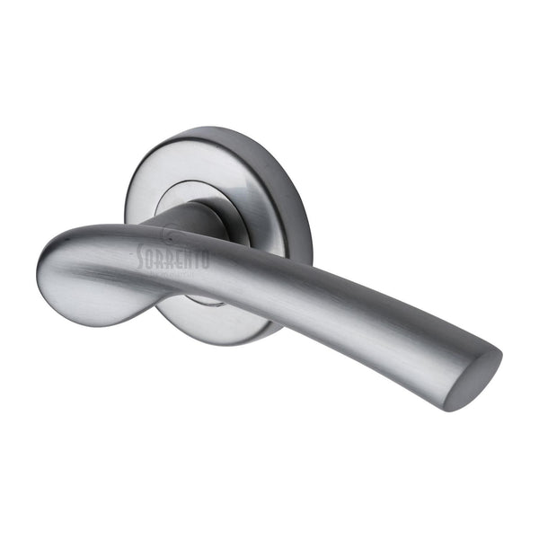 Sorrento Door Handle Lever Latch on Round Rose Paris Design Satin Chrome finish - SC-6743-SC - Choice Handles