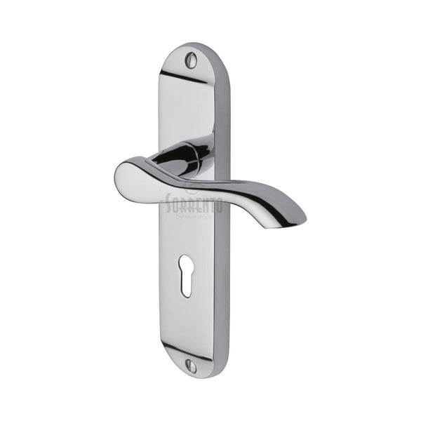 Sorrento Door Handle Lever Lock Aurora Design Polished Chrome finish - SC-7350-PC - Choice Handles