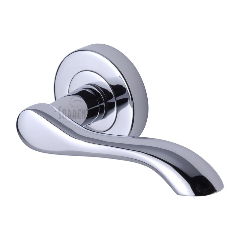 Sorrento Door Handle Lever Latch on Round Rose Aurora Design Polished Chrome finish - SC-7352-PC - Choice Handles