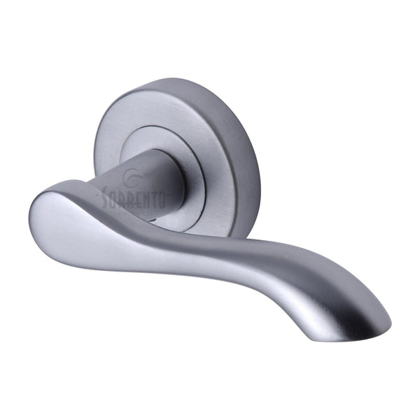 Sorrento Door Handle Lever Latch on Round Rose Aurora Design Satin Chrome finish - SC-7352-SC - Choice Handles