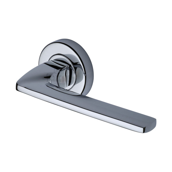 Sorrento Door Handle Lever Latch on Round Rose Diffuse Design Polished Chrome finish
 - SC-7400-PC - Choice Handles