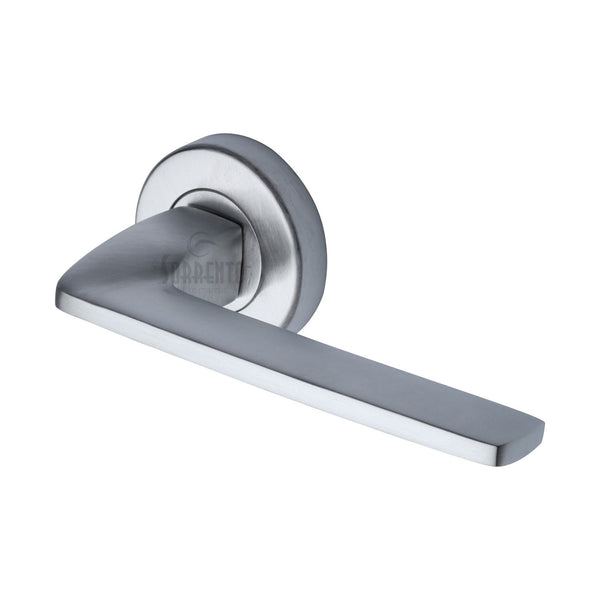 Sorrento Door Handle Lever Latch on Round Rose Diffuse Design Satin Chrome finish
 - SC-7400-SC - Choice Handles