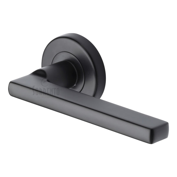 Sorrento Door Handle Lever Latch Vector Design Matt Black finish - SC-7580-BLK - Choice Handles