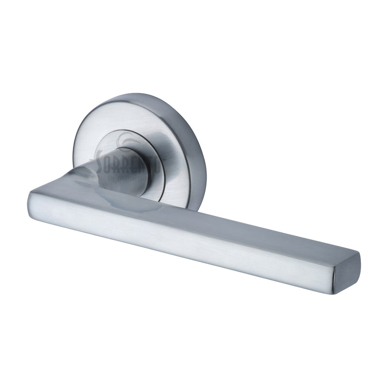 Sorrento Door Handle Lever Latch Vector Design Satin Chrome finish - SC-7580-SC - Choice Handles