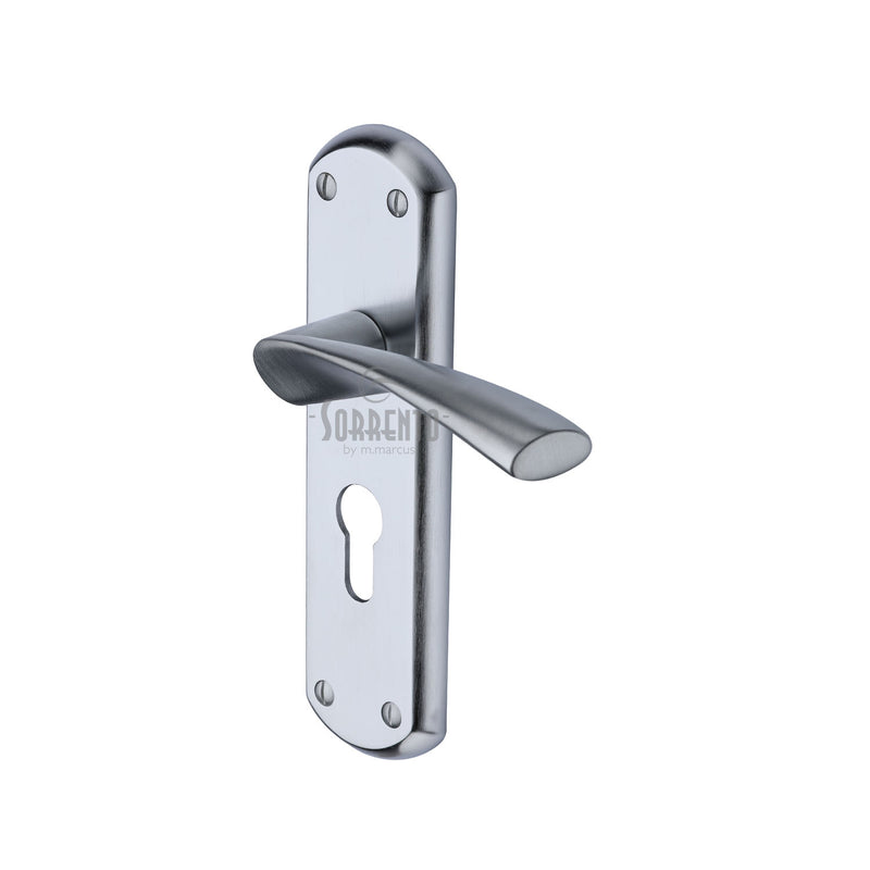 Sorrento Door Handle Euro Profile Plate Atlanta Design Satin Chrome finish
 - SC-7648-SC - Choice Handles