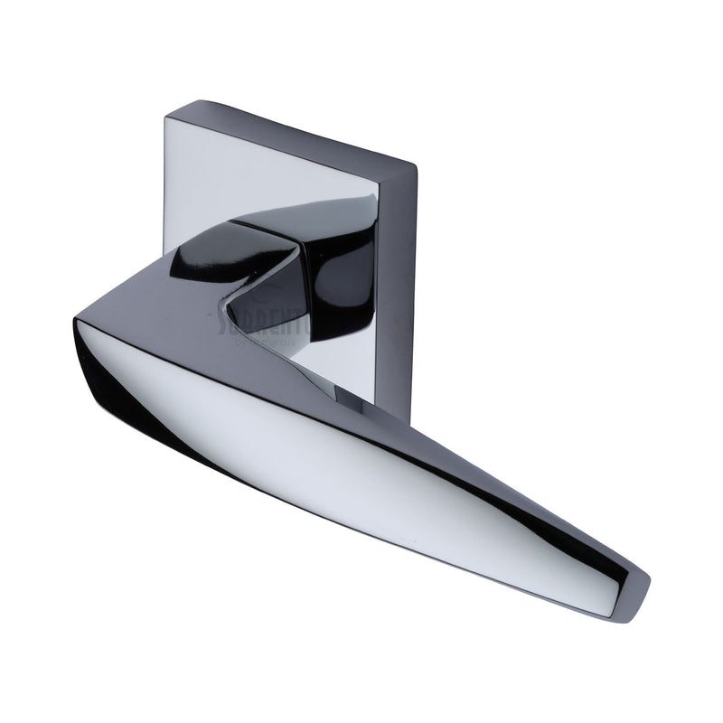 Sorrento Door Handle Lever Latch on Round Rose Serpentine Design Polished Chrome finish
 - SC-CSQ6400-PC - Choice Handles