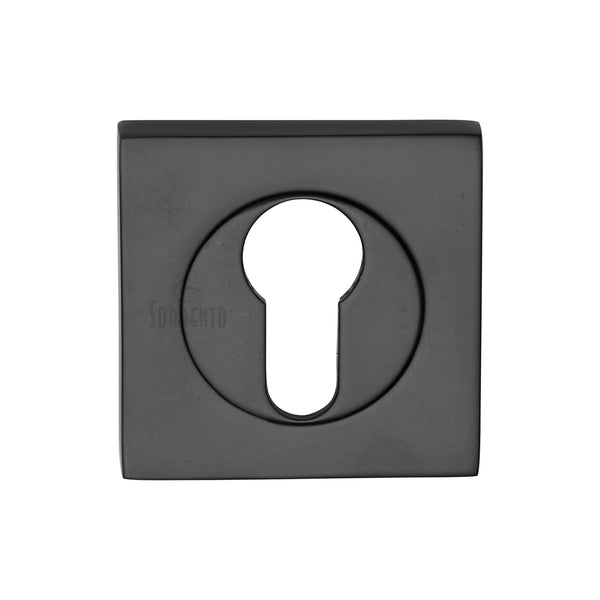 Sorrento Euro Profile Cylinder Escutcheon Square Matt Black finish - SC-SQ0192-BLK - Choice Handles