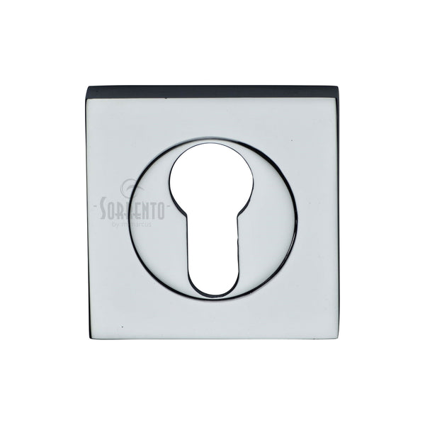 Sorrento Euro Profile Cylinder Escutcheon Square Polished Chrome finish - SC-SQ0192-PC - Choice Handles