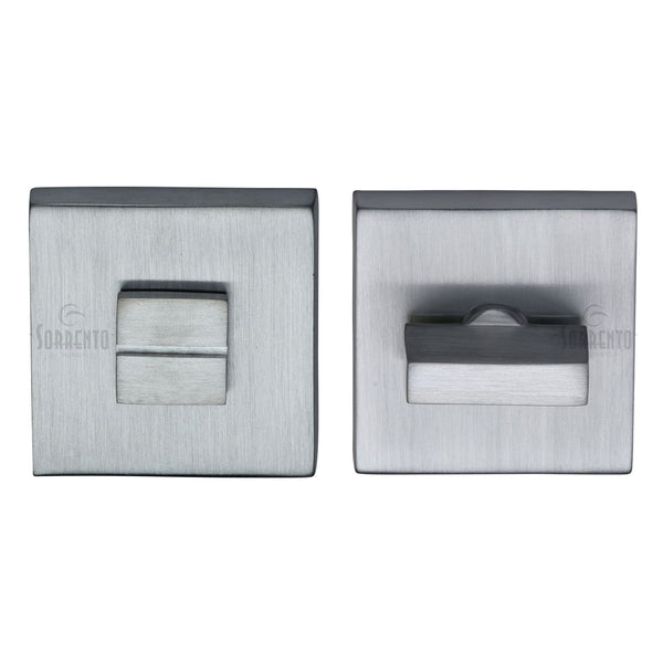 Sorrento Thumbturn &amp; Emergency Release on Concealed Square Plate Satin Chrome Finish
 - SC-SQ4035-SC - Choice Handles