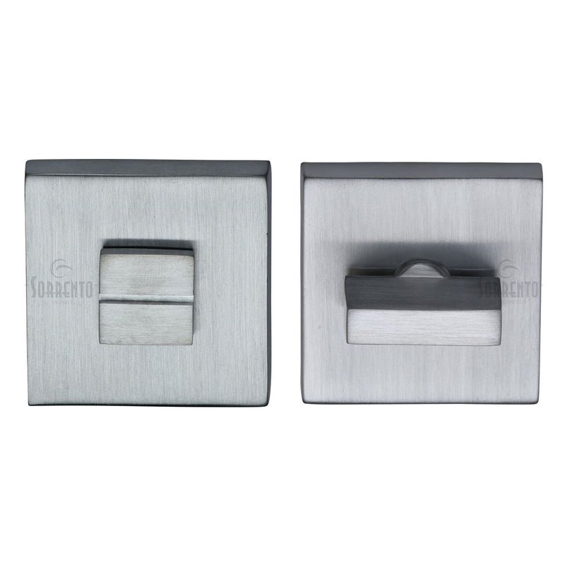 Sorrento Thumbturn &amp; Emergency Release on Concealed Square Plate Satin Chrome Finish
 - SC-SQ4035-SC - Choice Handles