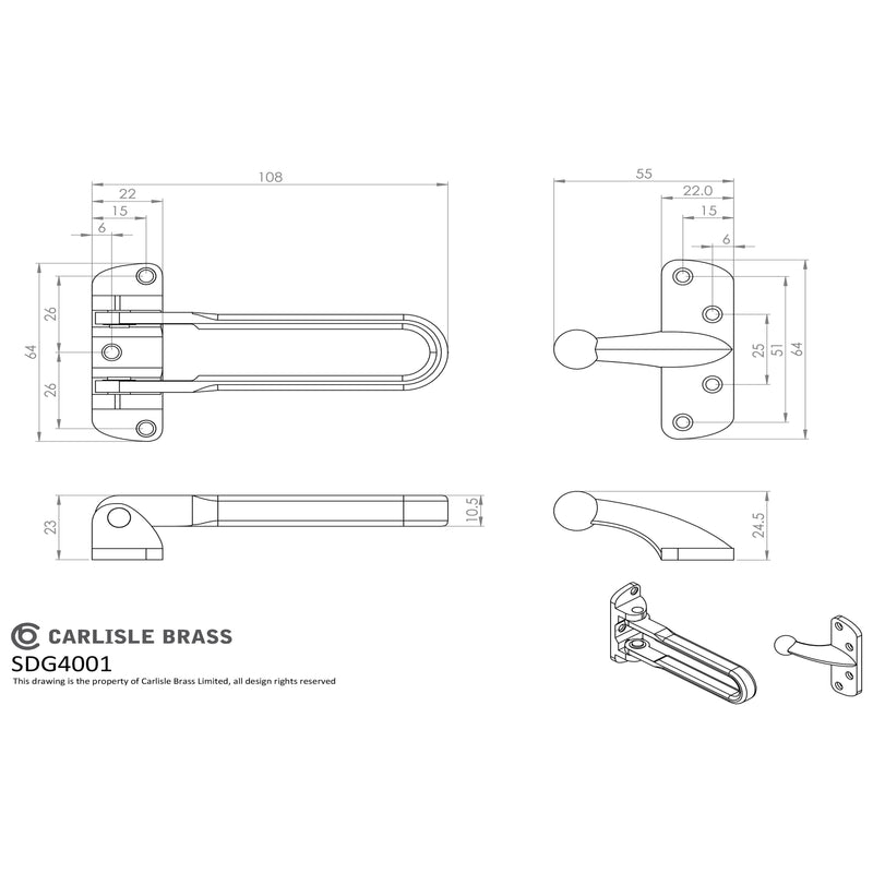 Carlisle Brass - Door Guard - Satin Nickel - SDG4001SN - Choice Handles