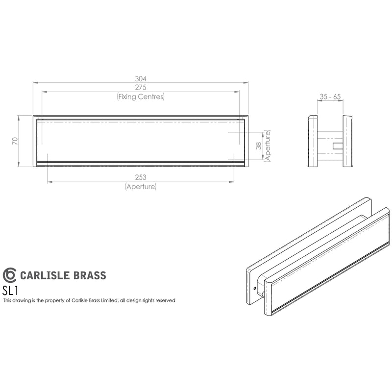 Carlisle Brass  - Sleeve Letter Plate 292mm x 64mm - Satin Anodised Aluminium - SL1 - Choice Handles