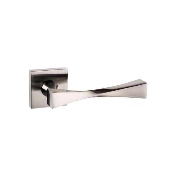 Senza Pari Guido Lever Door Handle on Flush Square Rose - Satin Nickel - SP190SN