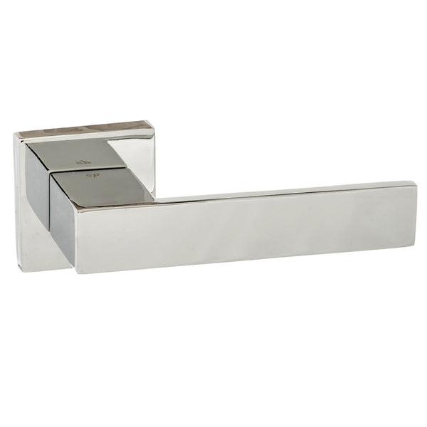 Senza Pari Panetti Lever Door Handle on Flush Square Rose - Polished Chrome - SP217CP