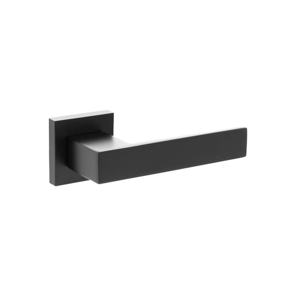 Senza Pari Panetti Lever Door Handle on Flush Square Rose - Matt Black - SP217MB