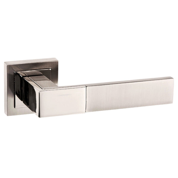 Senza Pari Casalli Lever Door Handle on Square Rose - Satin Nickel/Polished Nickel - SPC231SNNP