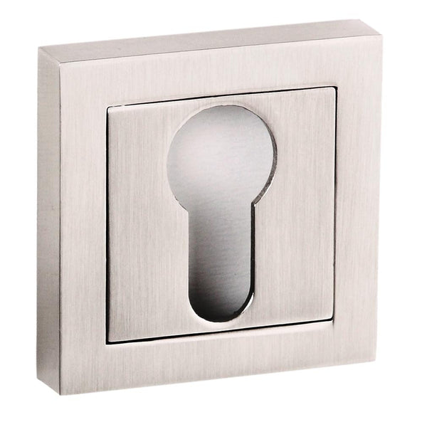 Senza Pari Euro Escutcheons on Square Rose - Satin Nickel - SPCESCESN