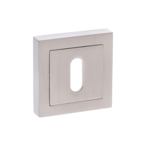 Senza Pari Key Escutcheons on Square Rose - Satin Nickel - SPCESCKSN