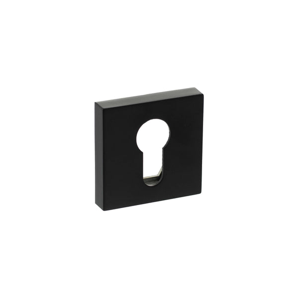 Senza Pari Euro Escutcheons on Minimal Square Rose - Matt Black - SPESCEMB