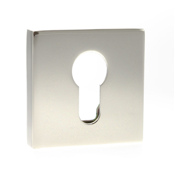 Senza Pari Euro Escutcheons on Flush Square Rose - Polished Nickel - SPESCEPN