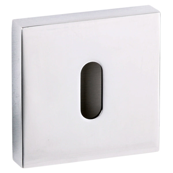 Senza Pari Key Escutcheons on Flush Square Rose - Polished Chrome - SPESCKCP