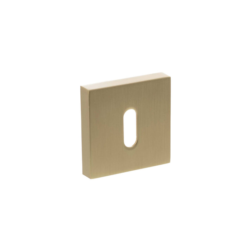 Senza Pari Key Escutcheons on Minimal Square Rose - Satin Brass - SPESCKSB